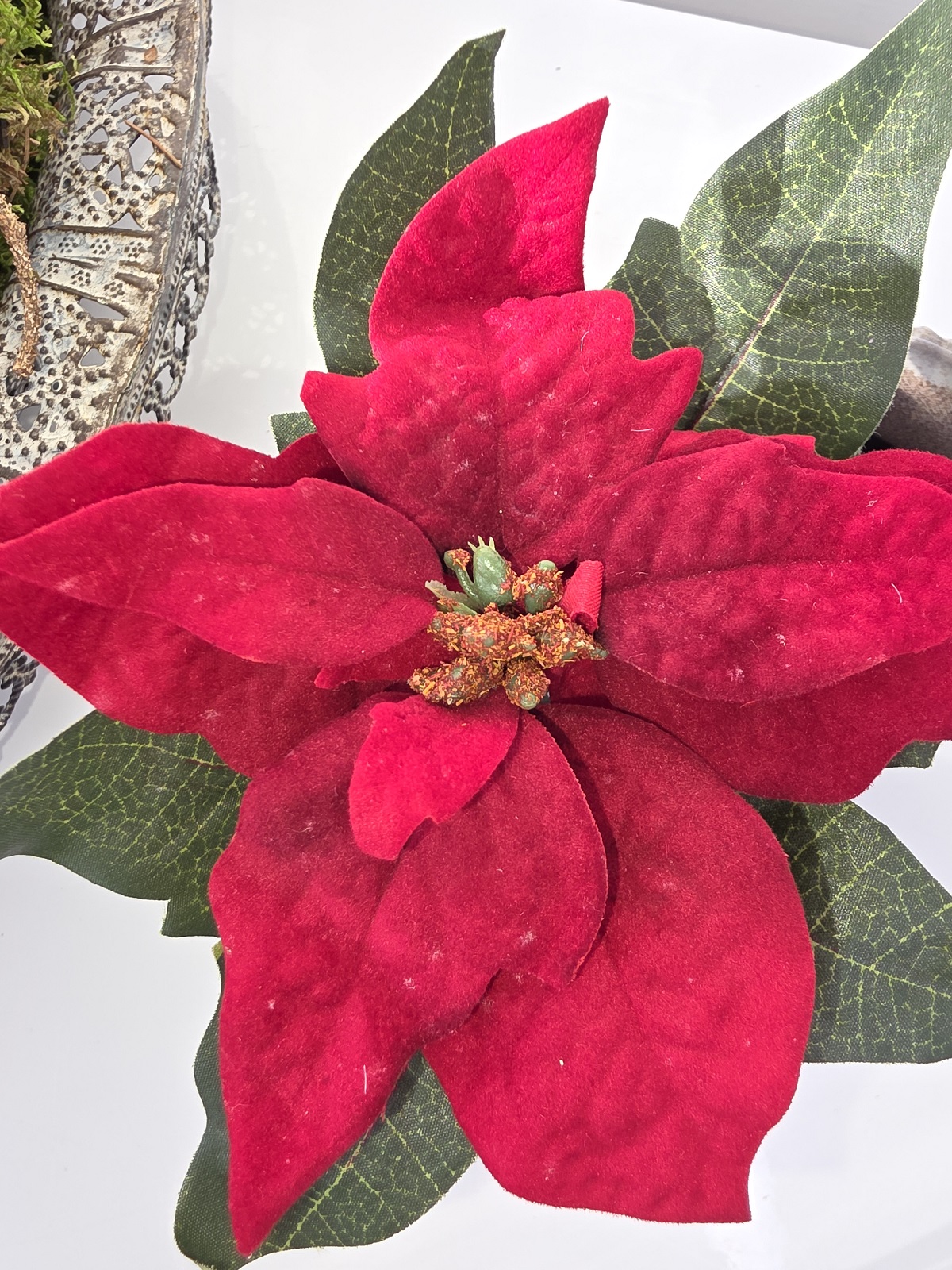 Konstgjord-liten-rod-julstjarna-8