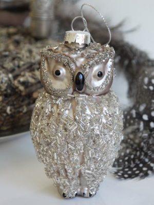 Uggla julpynt med glitter. Besök blickfång.se