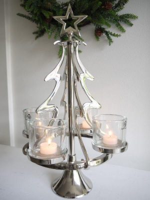 Ljusstake julgran i silver. Besök blickfång.se