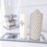 Spegelbricka avlång med strassdekor. Besök blickfång.se