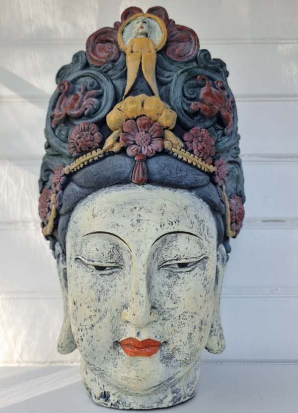 Buddha-huvud-staty-shabby-chic