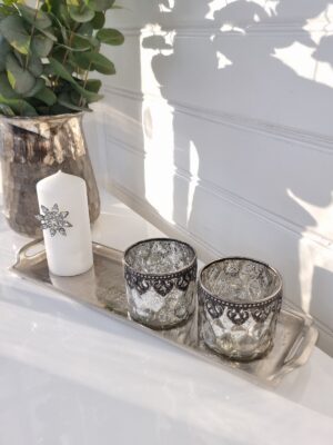 Ljuslykta silver shabby chic. Besök Blickfång.se