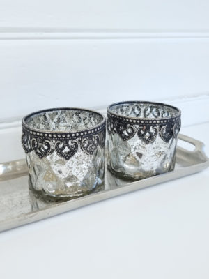 Ljuslykta silver shabby chic. Besök blickfång.se