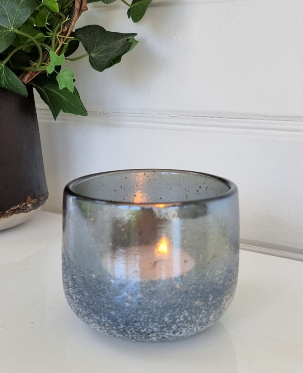 Ljuslykta-blå-silver-glittrig-2