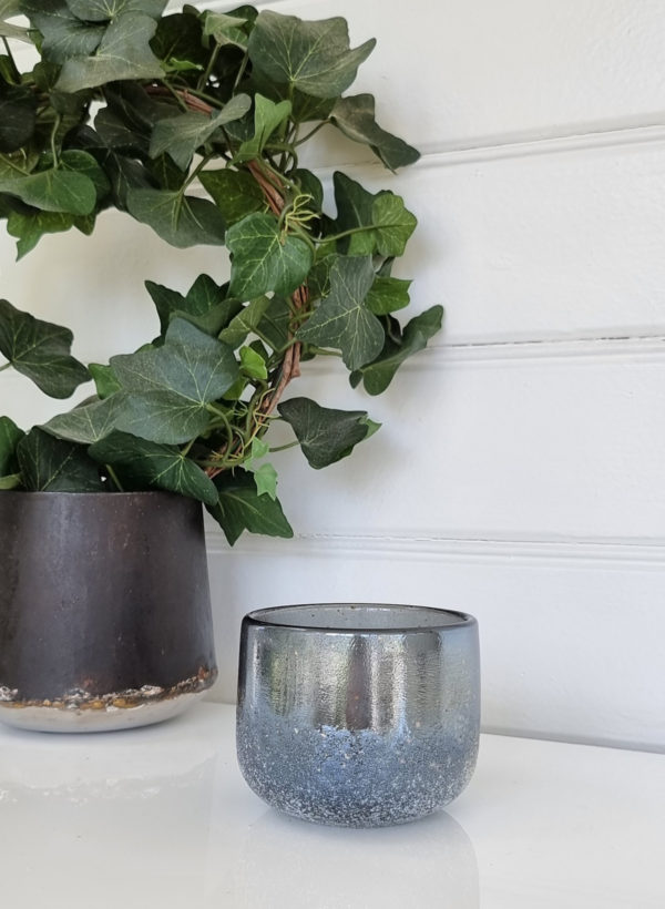 Ljuslykta-blå-silver-glittrig