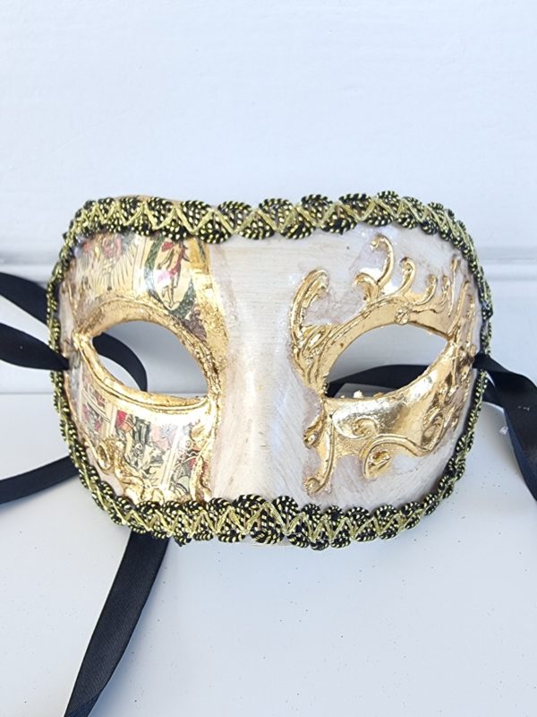 teater-mask-med-detaljer-i-guld