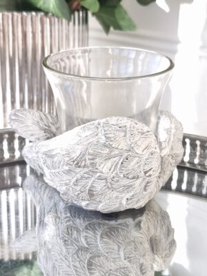 Änglavingar ljuslykta med glas. Besök blickfång.se