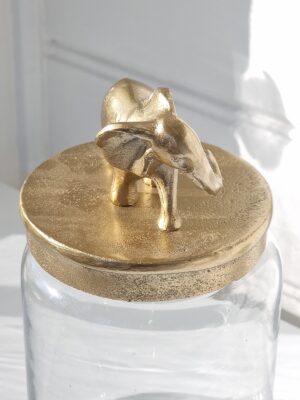Glasburk lock i guld med elefant. Besök blickfång.se