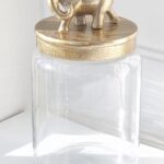 Glasburk lock i guld med elefant. Besök blickfång.se