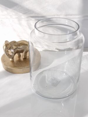 Glasburk lock i guld med elefant. Besök blickfång.se