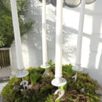 Ljusstake vit på spjut till advent. Besök blickfång.se